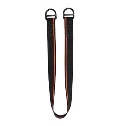 a black strap with orange stripes