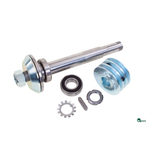 As 30mm met lagers, klemschijven, moer en poulie